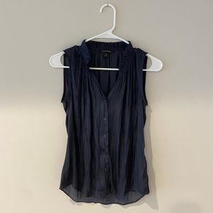 Banana Republic Sleeveless Button Down Ruffle Top